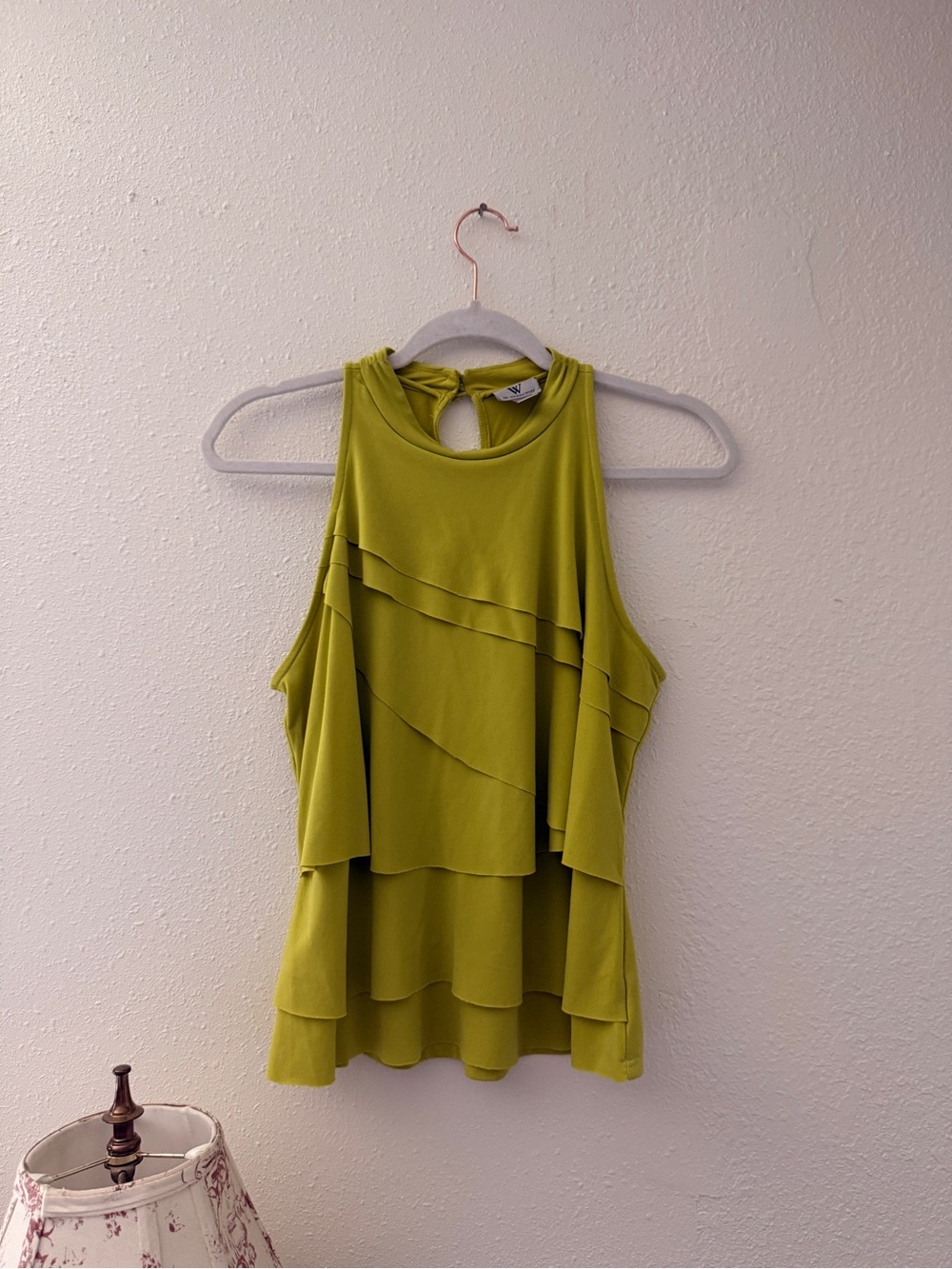 Worthington Lime Green Ruffle Tiered Sleeveless Camisole